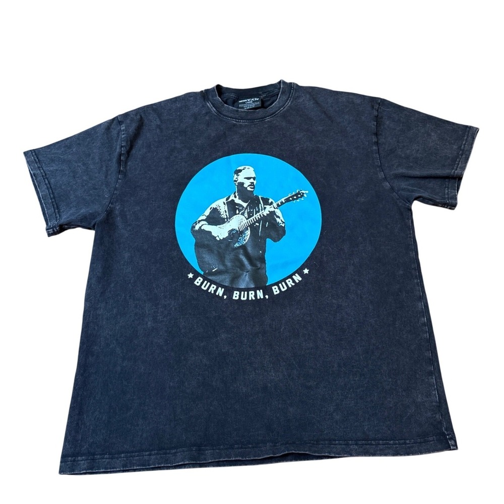 Zach Bryan T-Shirt Mens Black Burn Burn Burn Tour Graphic Mineral Wash SIZE L